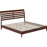 Savannah King Low Profile Platform Bed in Walnut Finish Wood