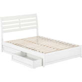 Emelie Full Platform Bed w/ Panel Footboard, Drawers & Charging in White