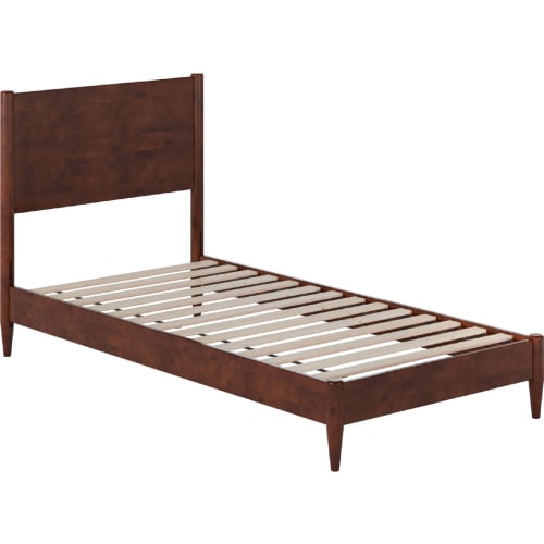 Pasadena Twin XL Low Profile Platform Bed in Walnut Finish Wood