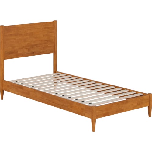 Pasadena Twin XL Low Profile Platform Bed in Light Toffee Finish Wood