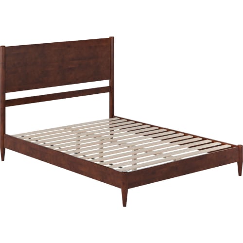 Pasadena Queen Low Profile Platform Bed in Walnut Finish Wood