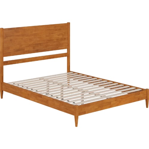 Pasadena Queen Low Profile Platform Bed in Light Toffee Finish Wood