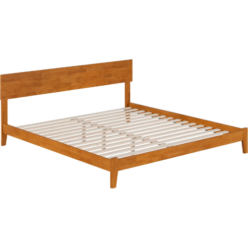 Orlando King Low Profile Platform Bed in Light Toffee Solid Wood