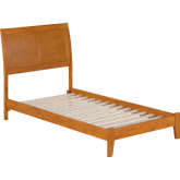 Portland Twin Low Profile Platform Bed in Light Toffee Solid Wood