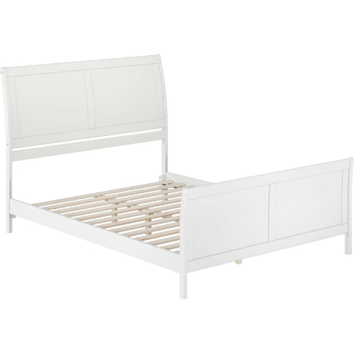 Portland Queen Low Profile Platform Bed & Matching Footboard in White Finish Wood