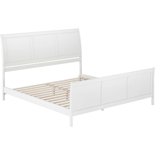 Portland King Low Profile Platform Bed with Matching Footboard in White Finish Wood