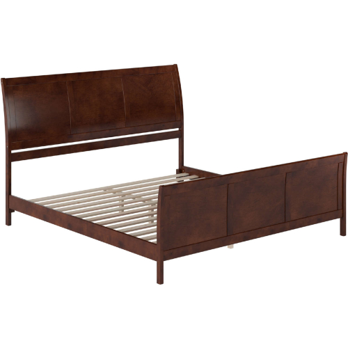 Portland King Low Profile Platform Bed & Matching Footboard in Walnut Finish Wood