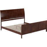 Portland King Low Profile Platform Bed & Matching Footboard in Walnut Finish Wood