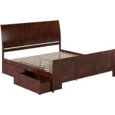 Portland King Platform Bed, Matching Footboard & Drawers in Walnut Finish Wood