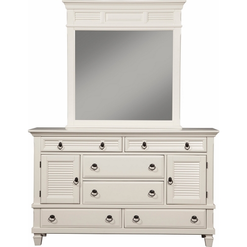 Winchester 2 Cabinet & 6 Drawer Dresser in White Finish Pine