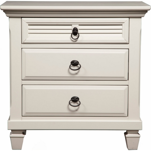 Winchester 3 Drawer Nightstand in White Finish Pine