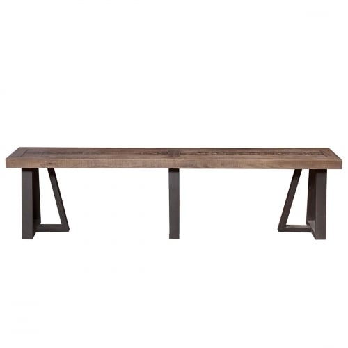 Prairie Dining Bench w/ Reclaimed Natural Pine Top on Black Base