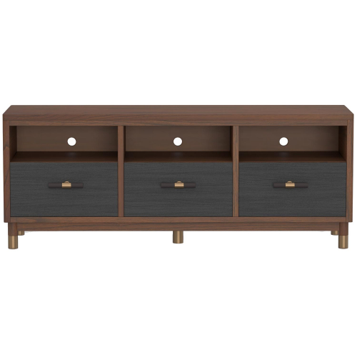 Belham 3 Drawer 61" TV Stand Console in Dark Walnut & Black Finish