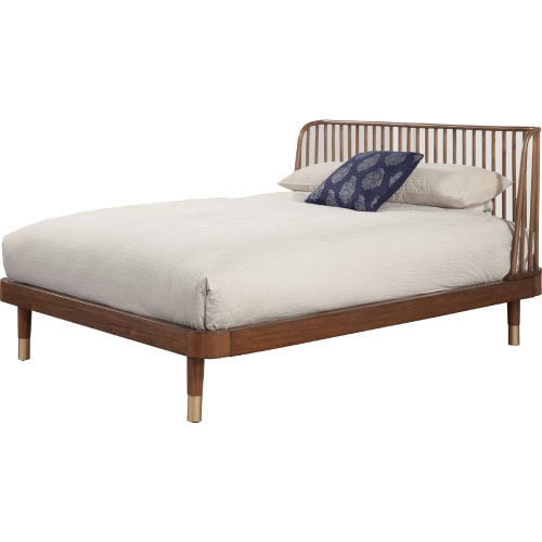 Belham Queen Platform Bed in Rattan & Dark Walnut Finish