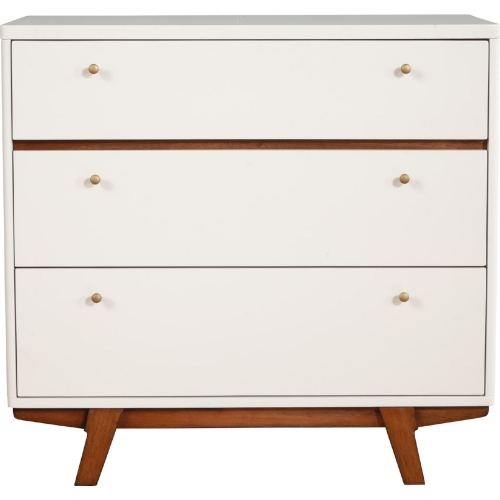 Dakota 3 Drawer Chest in White & Acorn Finish Wood