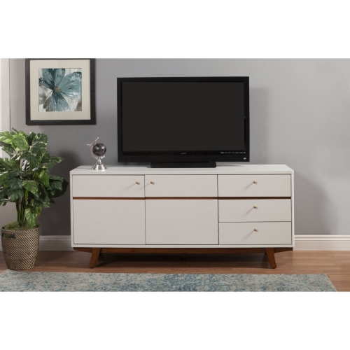 Dakota 64" TV Stand Console in White & Acorn Finish Wood