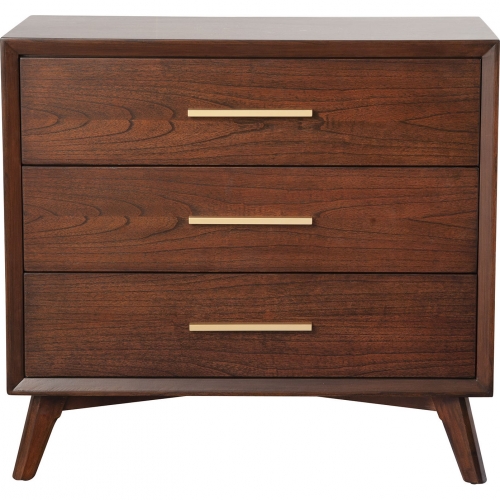 Gramercy 3 Drawer Chest in Walnut Finish Wood