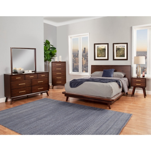 Gramercy 7 Drawer Dresser in Walnut Finish Wood