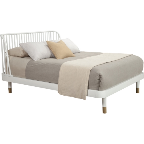 Madelyn Queen Slat Back Platform Bed in White Wood