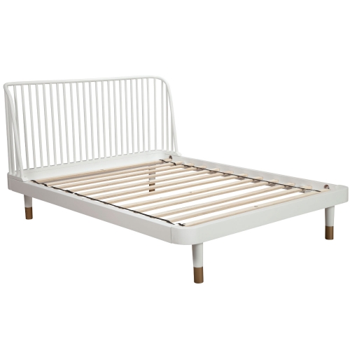 Madelyn California King Slat Back Platform Bed in White Wood