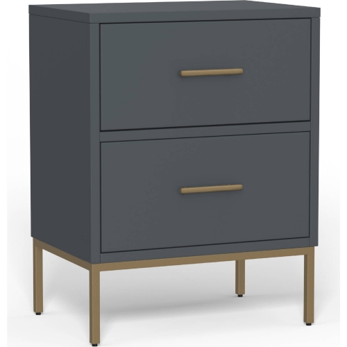 Madelyn 2 Drawer Nightstand in Slate Gray Wood