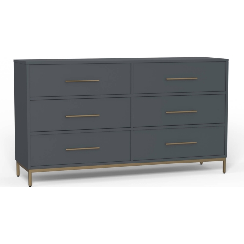 Madelyn 6 Drawer Dresser in Slate Gray Wood