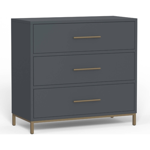 Madelyn 3 Drawer Small Chest in Slate Gray Wood