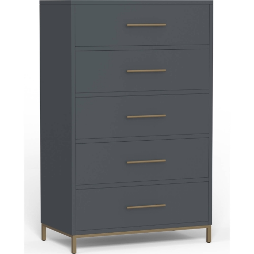 Madelyn 5 Drawer Chest in Slate Gray Wood