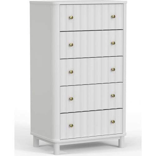 Stapleton 5 Drawer Chest in White Finish