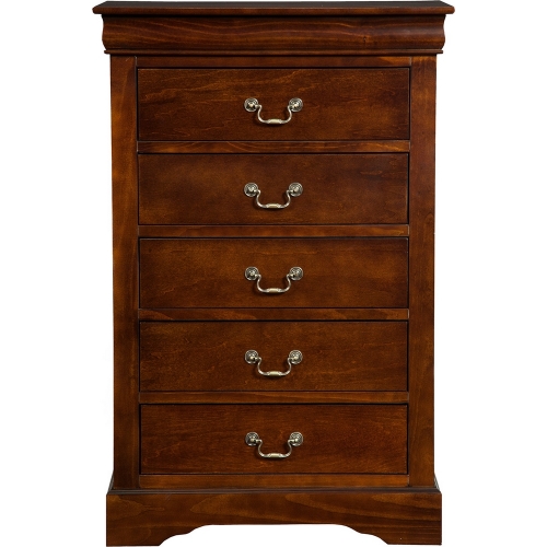 West Haven 5 Drawer Tall Boy Chest in Cappuccino Finish