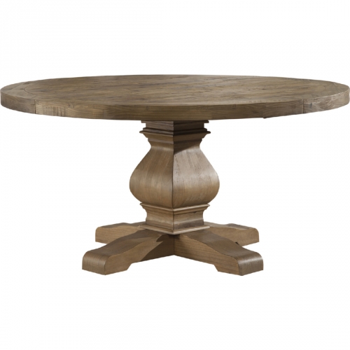 Kensington 60" Round Solid Pine Dining Table in Reclaimed Finish