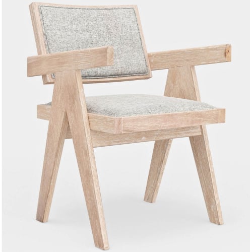 Raquel Dining Chair in Driftwood Finish & Greige Fabric (Set of 2)