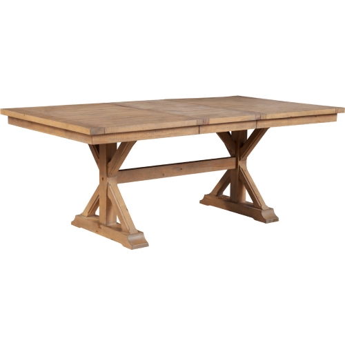 Arlo 60" Extension Trestle Dining Table in Natural Finish Pine Wood