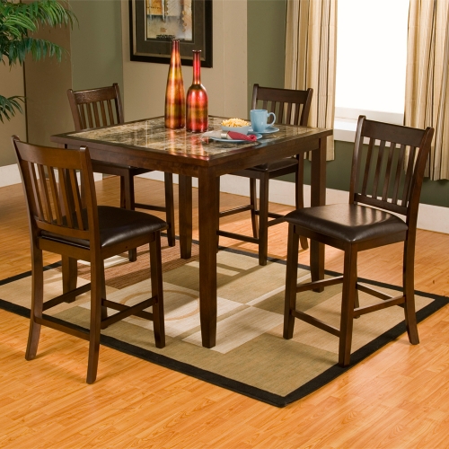 Capitola 5 Piece Pub Set in Espresso w/ Faux Marble Top