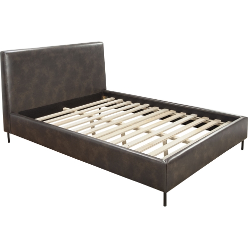 Sophia Full Bed in Gray Leatherette & Metal Legs