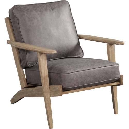 Artica Lounge Chair in Grey Leatherette & Wood Frame