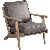 Artica Lounge Chair in Grey Leatherette & Wood Frame