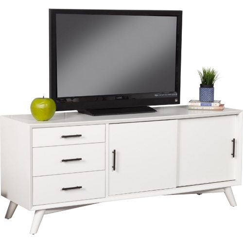 Flynn 64" TV Stand Console in White Finish Wood