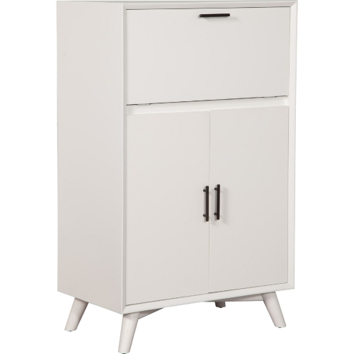 Flynn 51" Bar Cabinet w/ Drop Down Tray in White Finish Wood