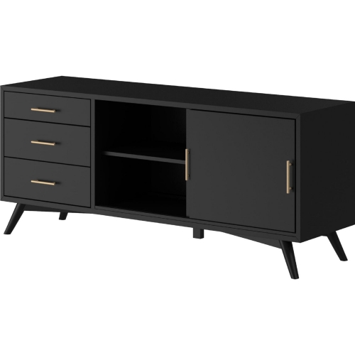 Flynn Large 64" TV Stand Console in Black Wood