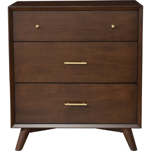 Flynn 3 Drawer Chest in Walnut Finish Wood