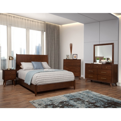 Flynn 7 Drawer Dresser in Walnut Finish Wood