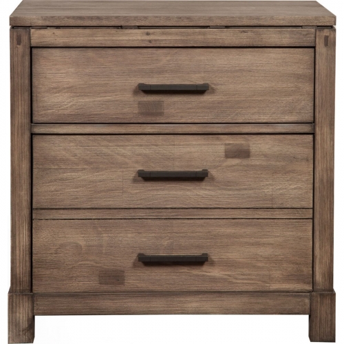 Sydney 2 Drawer Nightstand in Weathered Grey Mahogany & Okoume Veneer