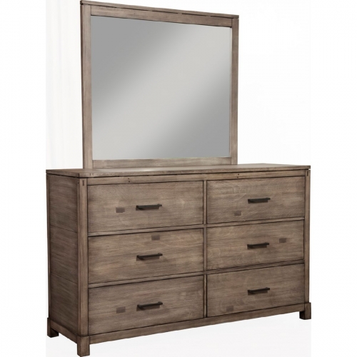 Sydney 6 Drawer Dresser in Weathered Grey Mahogany & Okoume Veneer