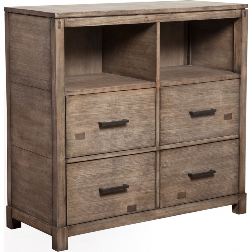 Sydney 4 Drawer 41" TV Media Chest in Weathered Grey Mahogany & Okoume Veneer