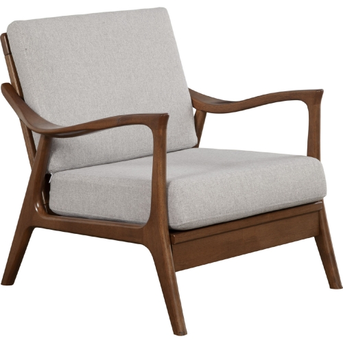 Slate Lounge Chair in Light Grey Fabric & Brown Wood