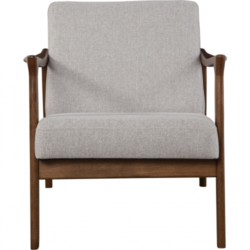 Zephyr Lounge Chair in Light Grey Fabric & Wood Frame