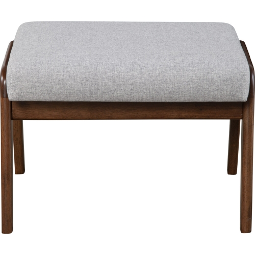 Zephyr Slate Footrest in Light Grey Fabric & Brown Wood