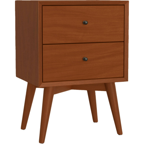 Flynn Mid Century Modern 2 Drawer Nightstand in Acorn Finish