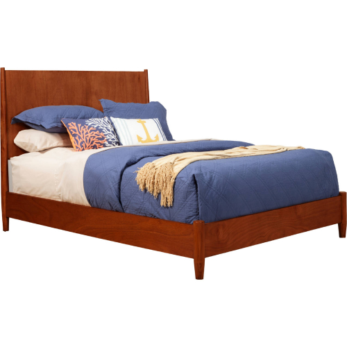 Flynn Mid Century Modern California King Panel Bed in Acorn Finish